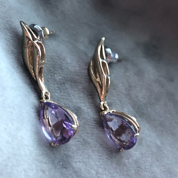 14k amethyst drop earrings - Picture 4 of 14